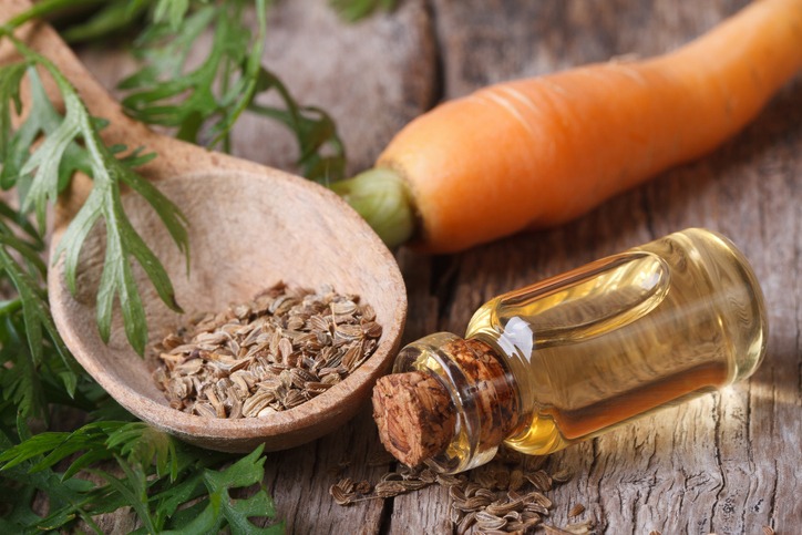 Oil of carrot seeds in a bottle