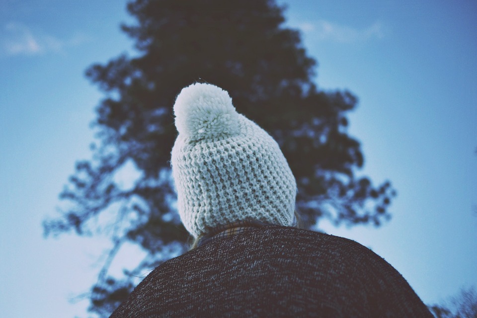 beanie with a pom pom, girl wearing a beanie