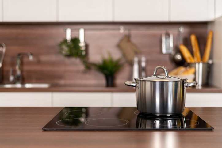 induction cooktop on a kitchen counter