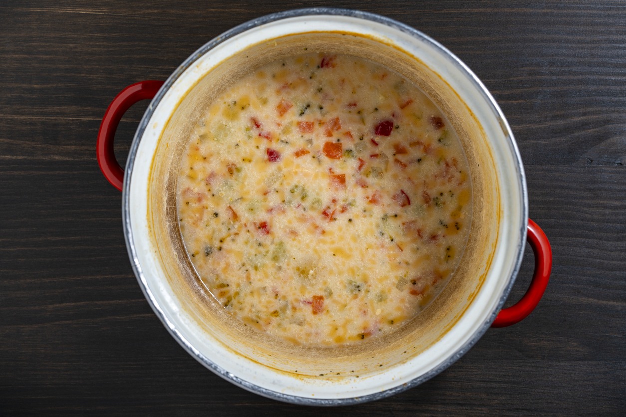 cream fish soup made using leftovers