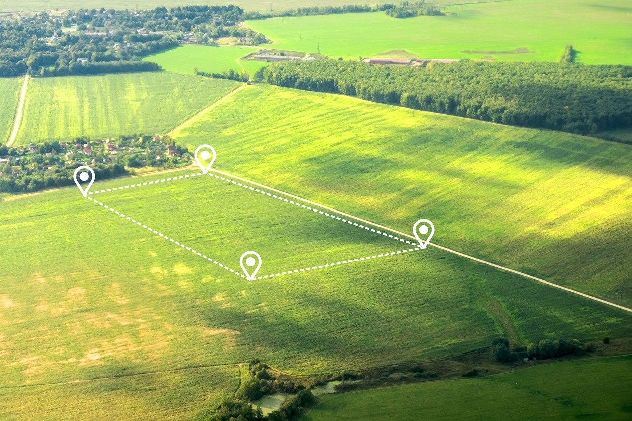 position point and boundary line to show location and area