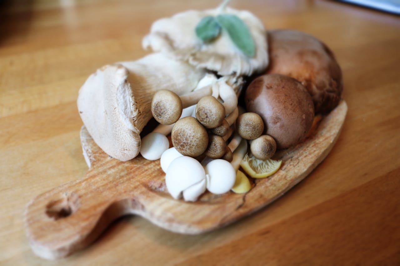 mushrooms on a brown plate