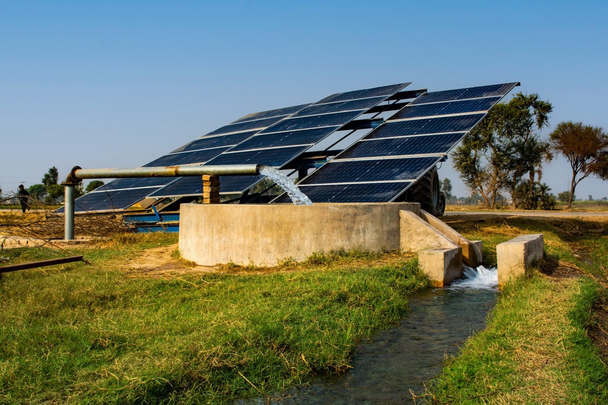 Solar powered tube well in the field