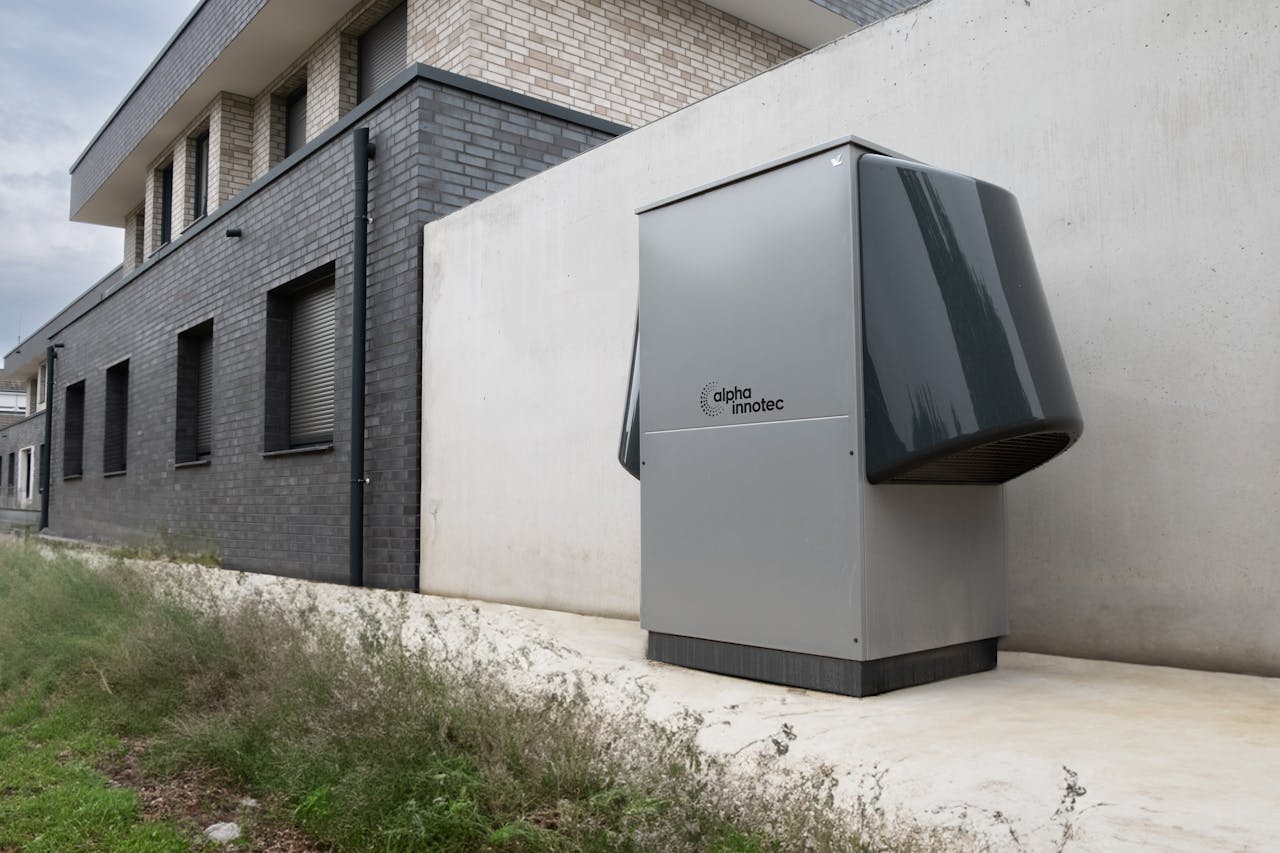 a heat pump next to a house