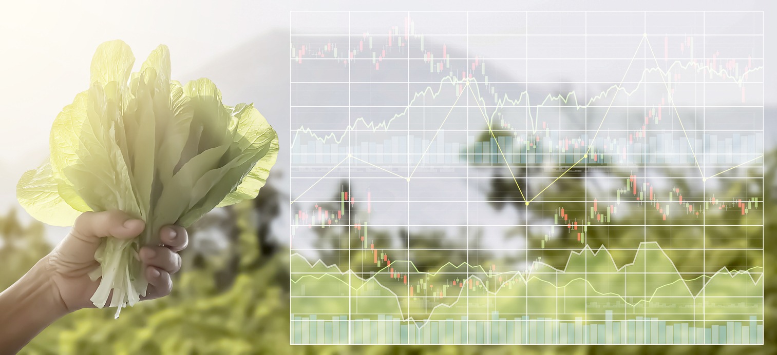 Stock market index information data on agriculture business