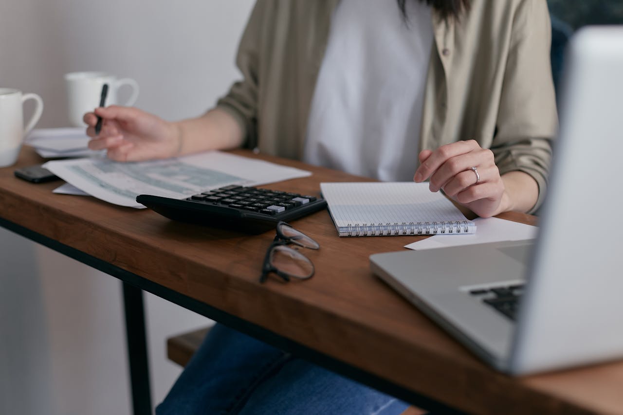 a woman preparing a budget