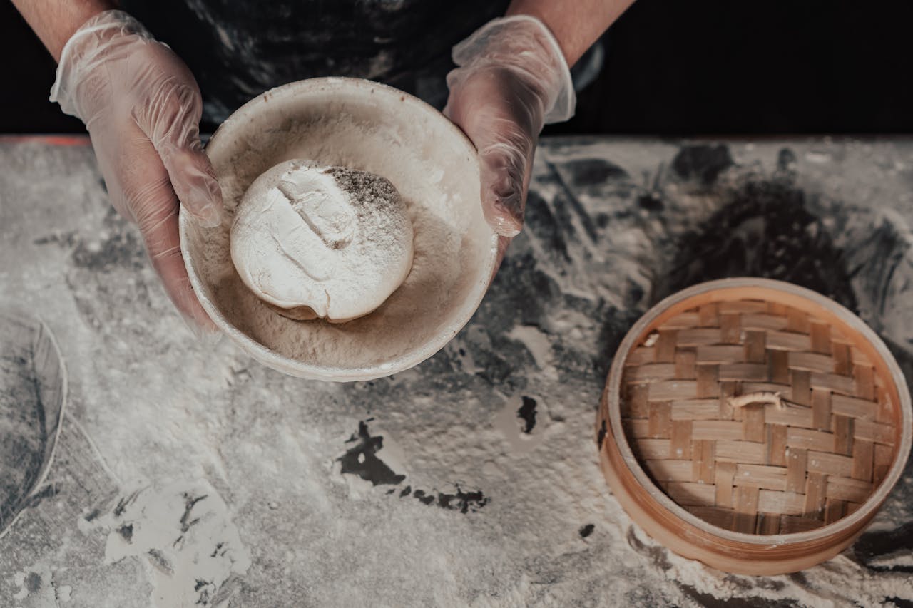 person making bread