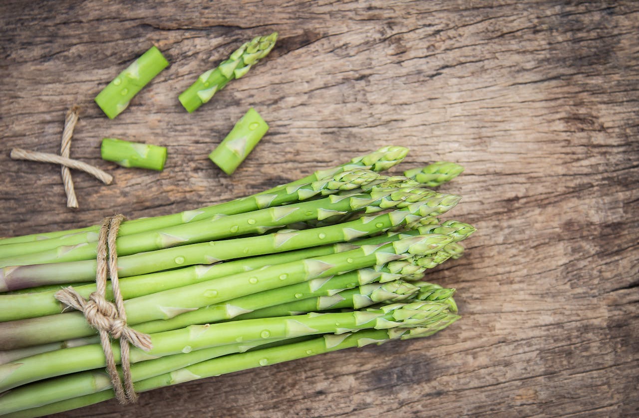 asparagus on a wooden board