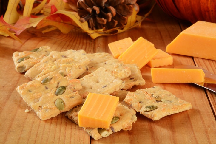 Pumpkin seed and cheese crackers
