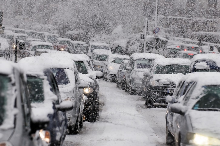 Cars jammed in winter storms