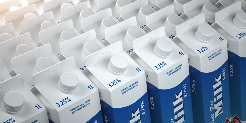 Many boxes of milk