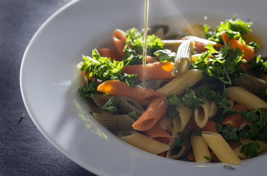 Pasta dish topped with parsley