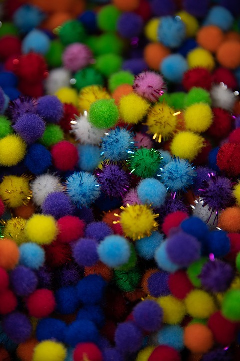 colorful pom pom balls